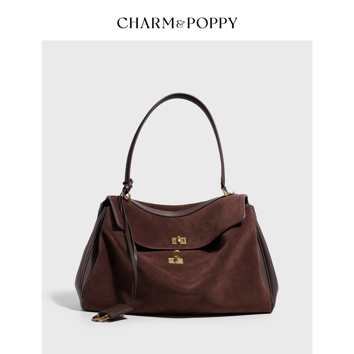 磨砂皮大容量通勤腋下托特包