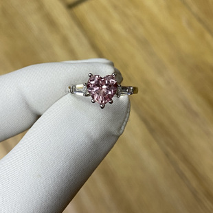 新款天然摩根石18K金钻戒三石款设计时尚轻奢指环情人节生日礼物