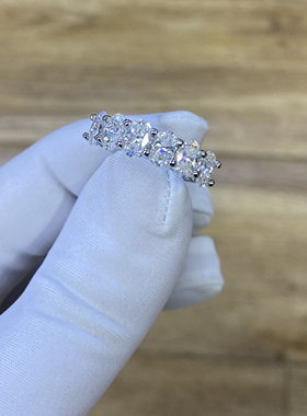 新款椭圆七公主18K金排戒女培育钻尾戒时尚轻奢指环送女朋友礼物