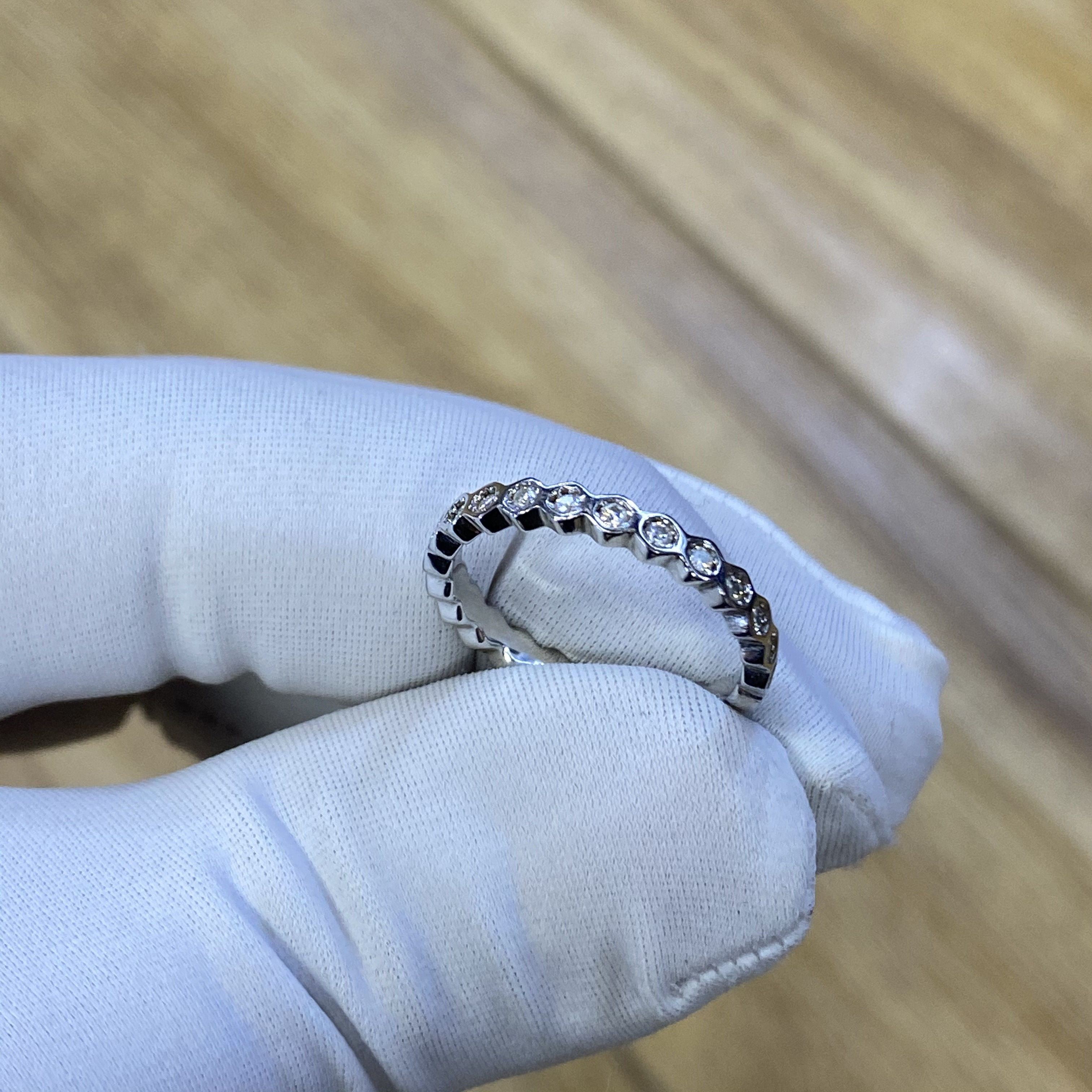 18K金培育钻石戒指蜂巢排戒