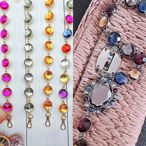 miumi肩带褶皱腋下彩色宝石包链