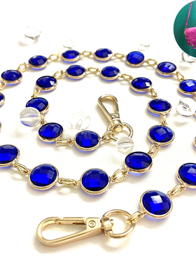 miumi肩带褶皱腋下包仿水晶红蓝宝石珍珠背链子镶钻链条miumi带子