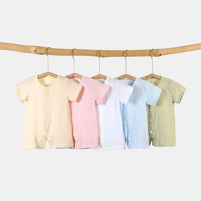 透气爬服空调服薄款宝宝衣服短袖