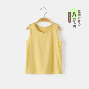 莫代尔夏季无袖背心上衣薄款男童女童吊带宝宝打底衫冰丝婴儿纯色