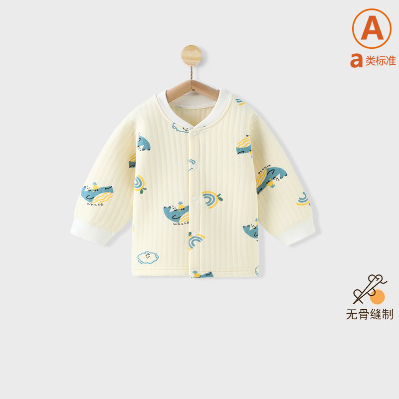 儿童薄夹棉三层卡通春秋衣保暖衣
