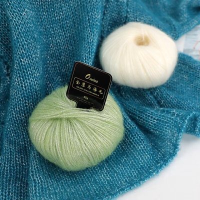 新品金葱马海毛线蓝眼泪真丝