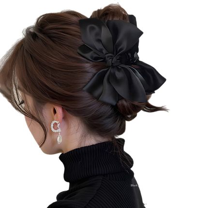 蝴蝶结抓夹女高级感2025新款发夹后脑勺发量多大号鲨鱼夹发卡头饰