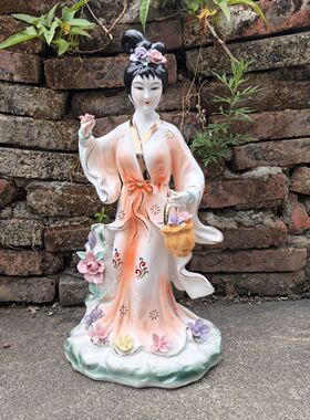 陶瓷仙女花神花仙子神像提花篮仙女牡丹仙子摆件