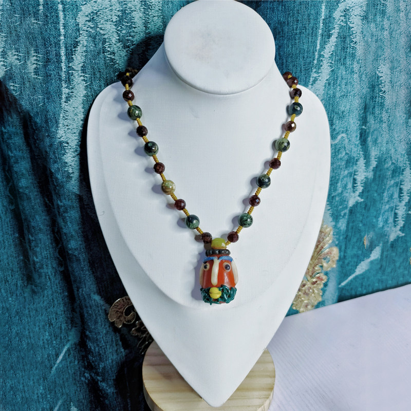 设计服务腓尼基人面琉璃天然石项链定制直播间看实物选购朋友