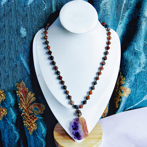 设计服务天然彼得石紫水晶原矿大晶芽款项链定制直播间选购朋友