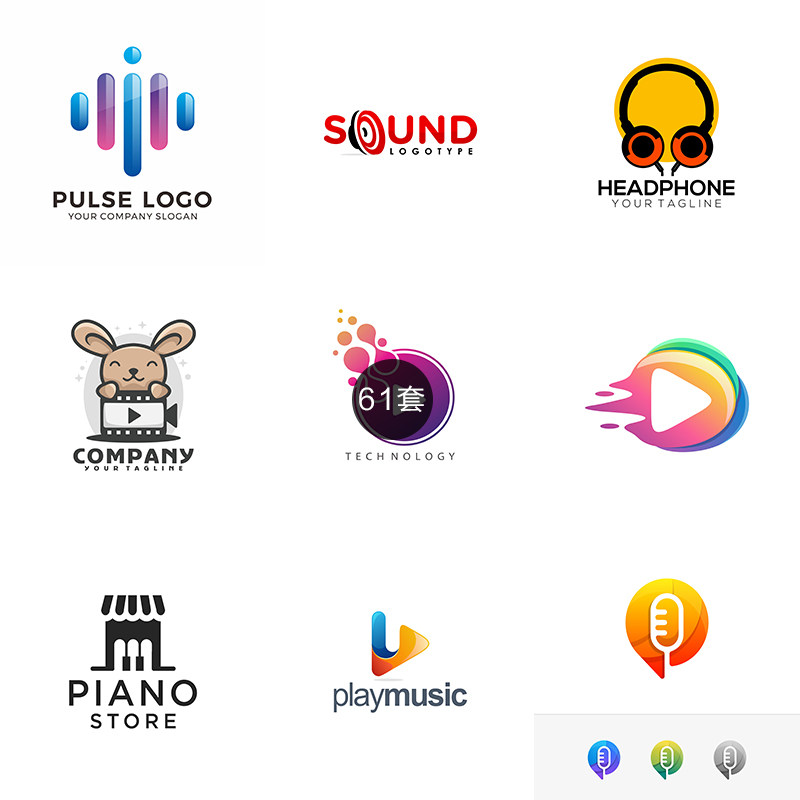 音乐媒体标志logo矢量ai设计素材打包下载钢琴话筒标志-184