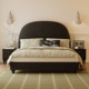 法式 美式 复古实木中古风黑色绒布1.5米主卧双人床1.8米大床布艺床