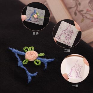 名字组合情侣袖口字母花体图案t恤衣服自绣礼物diy手工刺绣材料包