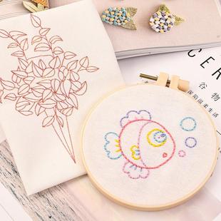 初学者练手刺绣底布打发时间手工刺绣小块布块DIY布练手带图案布