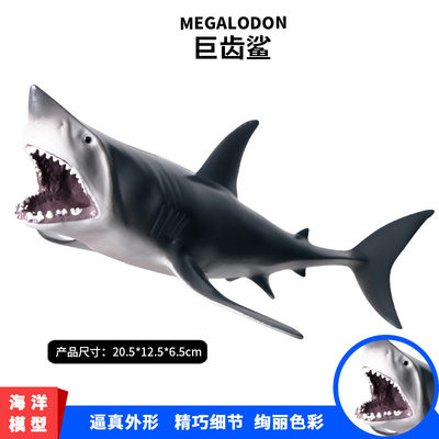儿童仿真海洋生物模型玩具实心巨齿鲨 大白鲨 海洋动物鲨鱼模型