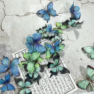 新中式 饰幼儿园环创diy布艺动物墙贴 国风3d立体仿真配饰蝴蝶装