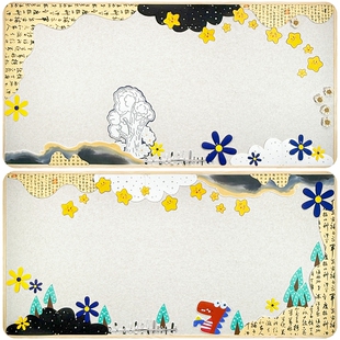 幼儿园小学教室走廊环创国风新中式 黑板报材料秋日边框大主题墙贴