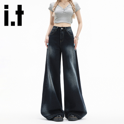 itCHOCOOLATE美式阔腿牛仔裤女