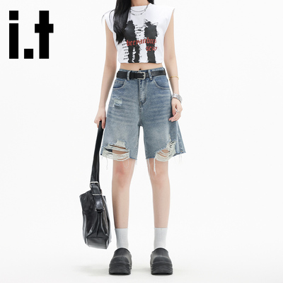 itCHOCOOLATE浅蓝牛仔短裤女潮