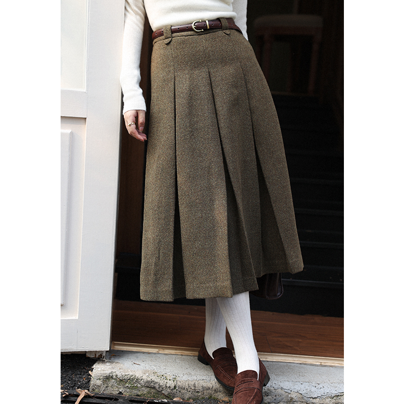 无拘中长款A字法式半身裙