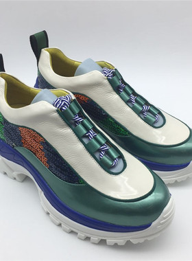 KISSCAT接吻猫2018伦敦时装周走秀厚底老爹鞋圆头漆皮KA09134-H2