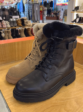 接吻猫2010冬季新款时尚羊毛百搭平底短靴女靴子KA10870-50