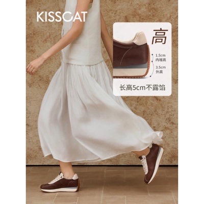 接吻猫2025春款德训鞋内增高休闲