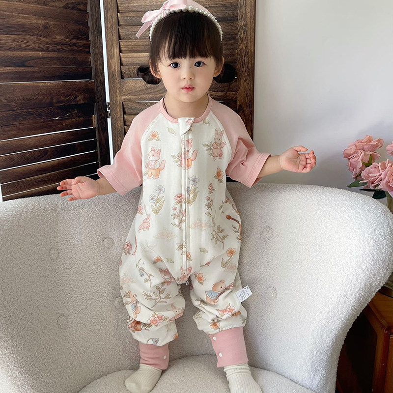 丝滑凉爽宝宝睡袋！春季儿童竹棉纱布睡袋A类五分袖分腿防踢被,婴童用品,睡袋/防踢被,淘宝优惠券,粉丝福利购,淘宝优惠卷