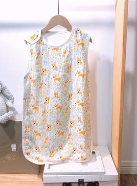 柔软亲肤！muslin四层竹棉纱布背心睡袋新生儿空调防踢被加厚睡袋