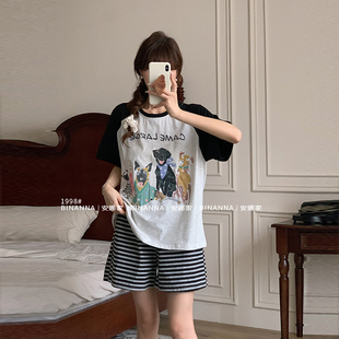 女款睡衣2026新款夏季纯棉短袖高级感薄款短裤套装夏款家居服夏天