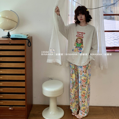 卡通可爱风长裤2025新款印花