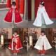 新款 外出中国风女童连帽披风小女孩保暖披肩 儿童汉服加绒斗篷冬季