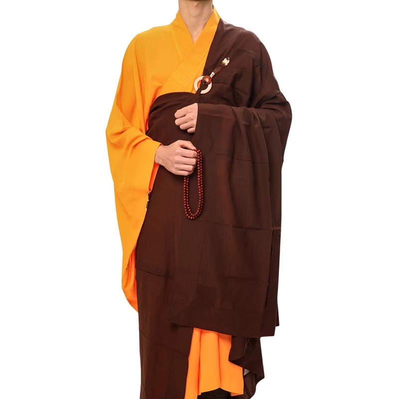 【弘通】大叶七衣僧服男僧衣秋季宽叶袈裟和尚咖啡色_不易皱_不透