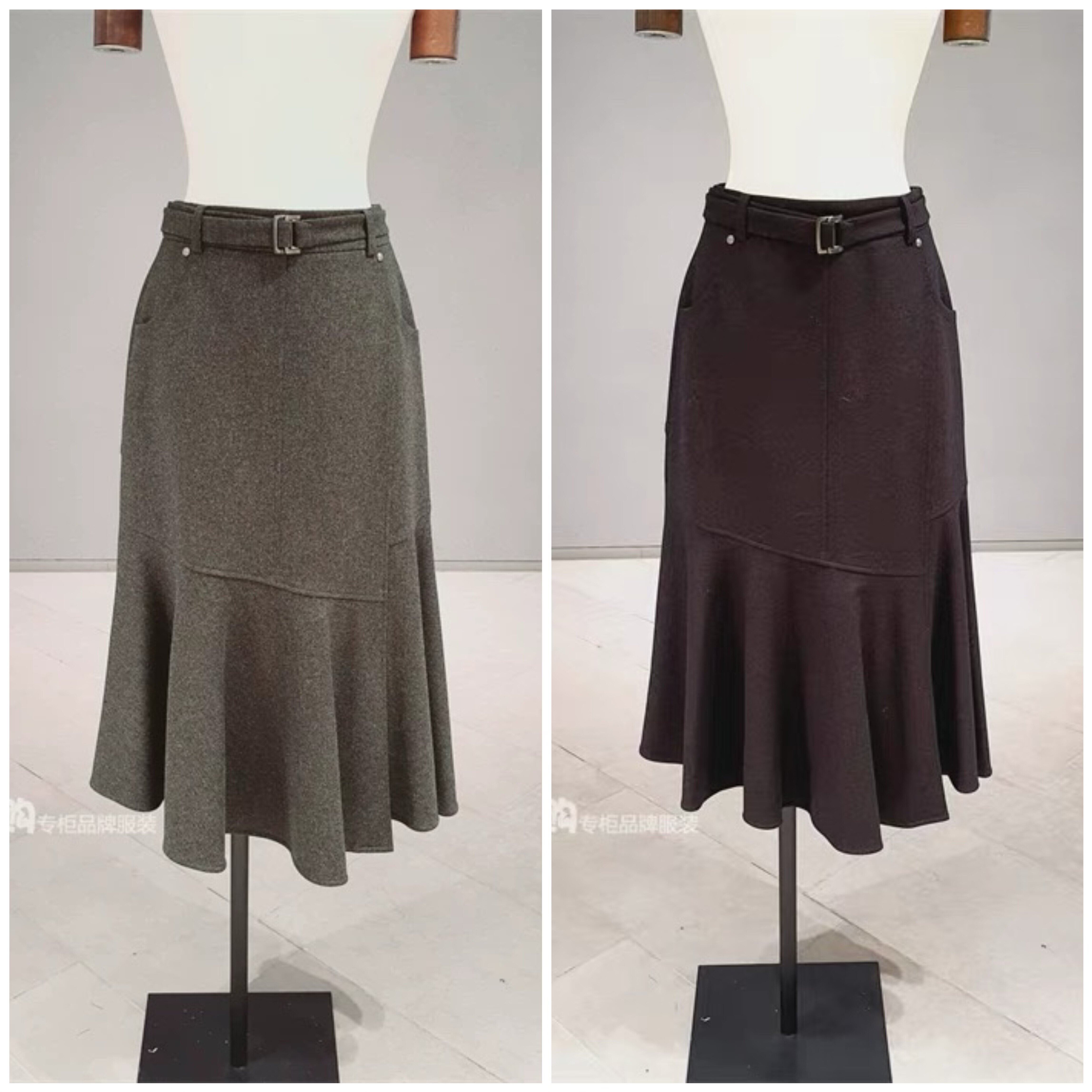 26年春款韩版气质优雅时尚轻奢百搭中长款高腰显瘦鱼尾羊毛半身裙