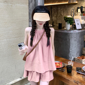 慵懒套装 套装 孕妇装 短裤 夏季 上衣 背心孕妇装 满分无袖 两件套夏季