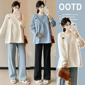 上衣秋冬新款 休闲宽松娃娃衫 卫衣秋季 孕妇装 遮肚孕妇秋冬装 卫衣潮