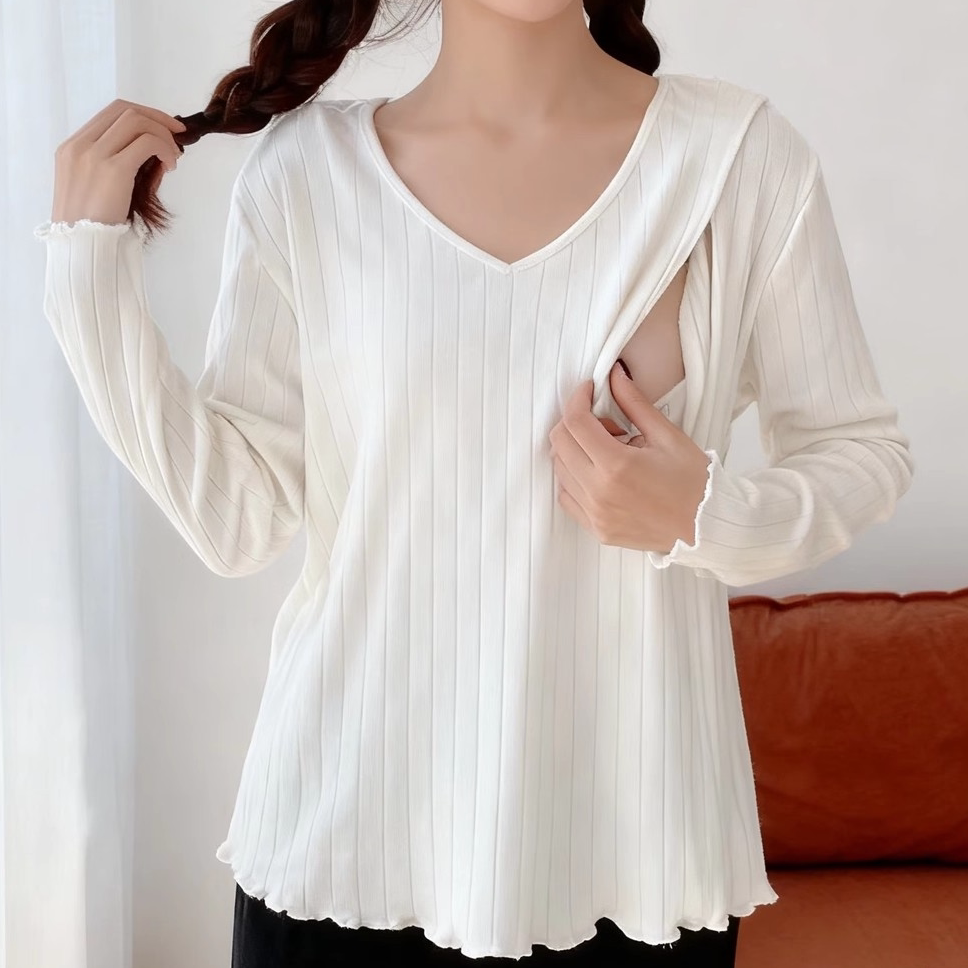 孕妇装哺乳期上衣服外出辣妈冬装可外穿喂奶潮妈秋冬季内搭月子服