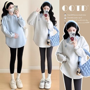 秋冬装 慵懒风孕妇装 时尚 卫衣春秋款 洋气时髦休闲假两件长袖 孕妇装