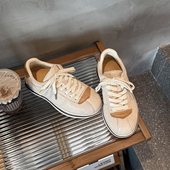 小发喵 真皮撞色复古阿甘鞋 女厚底系带休闲鞋 百搭运动鞋 德训鞋