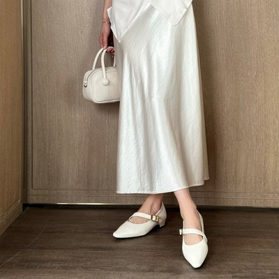 【小发喵】法式温柔风玛丽珍鞋女一字扣带尖头浅口单鞋中跟小皮鞋