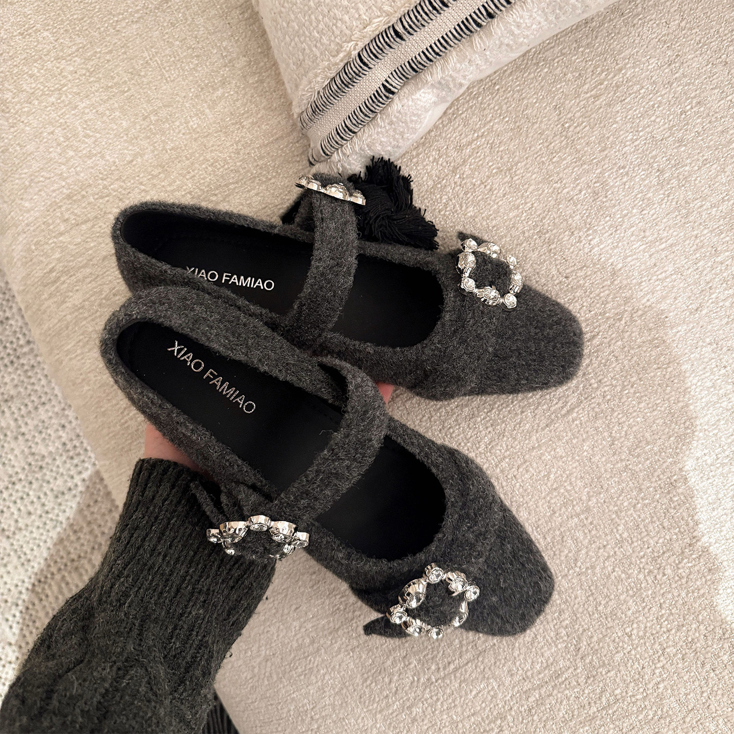 【小发喵】内增高毛绒玛丽珍鞋女一字扣带水钻方头粗跟加绒单鞋,女鞋,玛丽珍鞋,淘宝优惠券,粉丝福利购,淘宝优惠卷