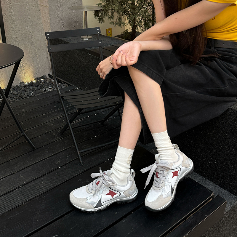 【小发喵】复古撞色运动鞋女星星阿甘鞋轻便跑步鞋百搭时尚休闲鞋