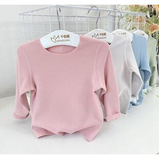 婴幼儿宝宝德绒儿童T恤男女保暖加绒打底衫宝宝秋衣无痕发热上衣