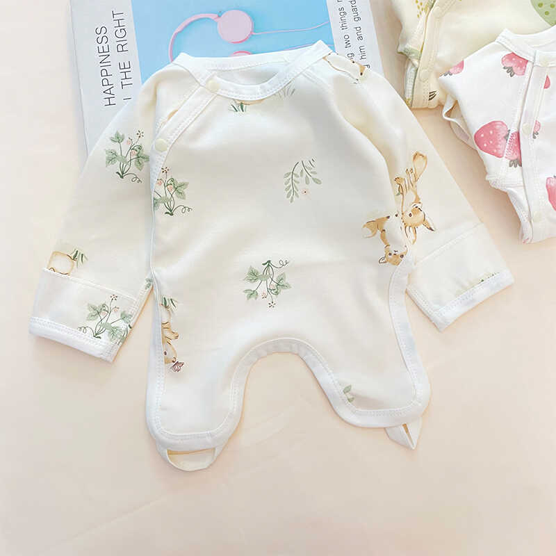 宝宝服服爬连体衣肚兜长袖纯棉