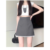 百搭高腰显瘦蕾丝花边防走光a字短裙 新款 韩系西装 半身裙女生秋季