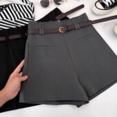 薄款 短裤 宽松直筒西装 休闲裤 女生夏季 高腰韩版 靴裤 新款 外穿A字裤