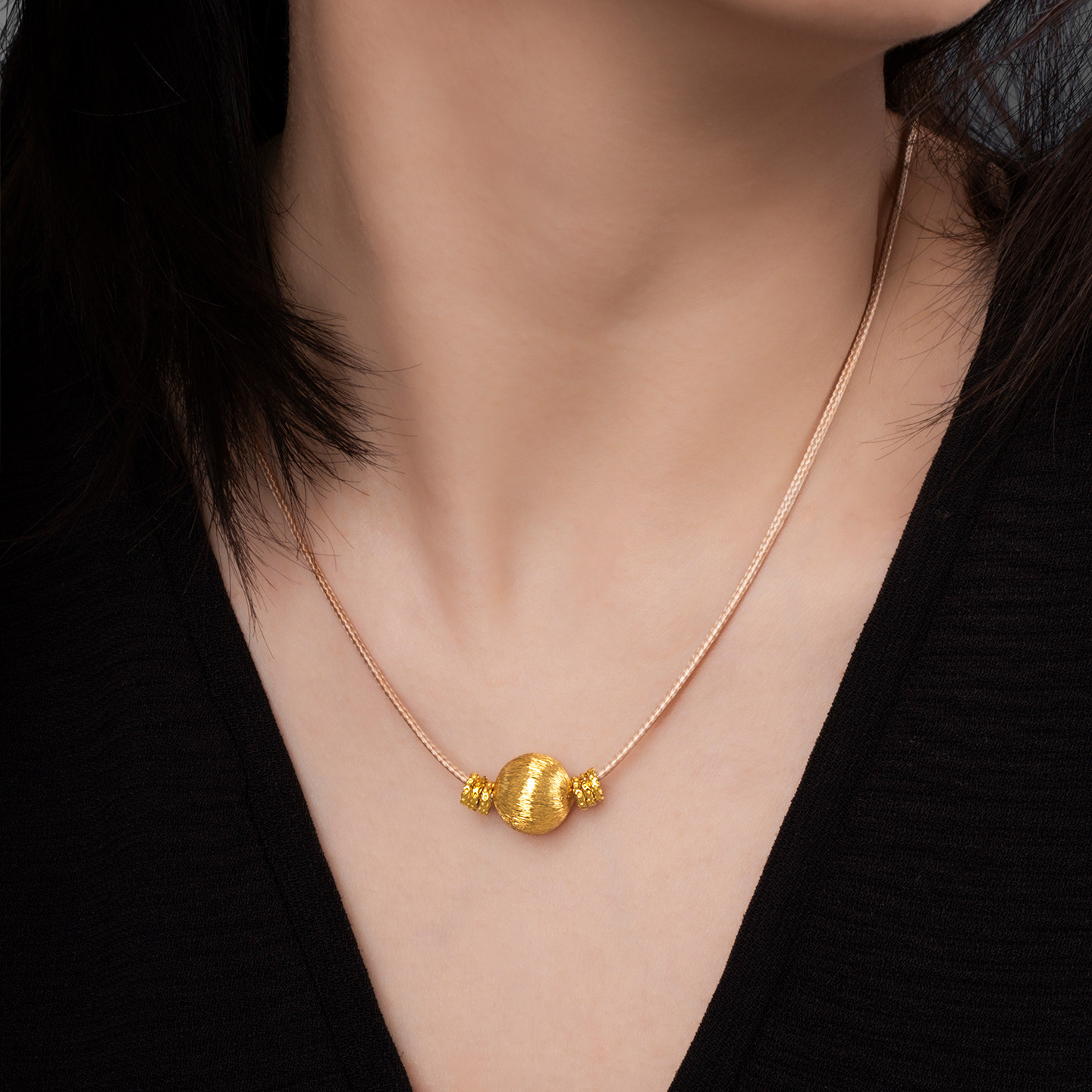 金珠锁骨链皮绳盘缠挂坠编织绳直穿免绑吊坠挂绳耐磨可调项链绳