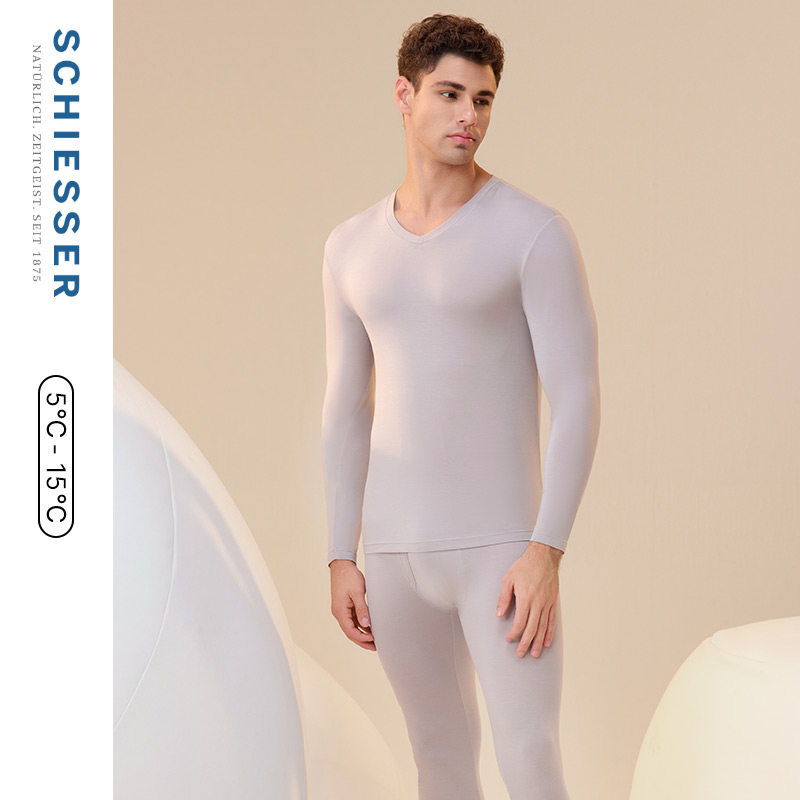 SCHIESSER舒雅男士50S天丝莫代尔3A抑菌抗菌保暖内衣套装24258W
