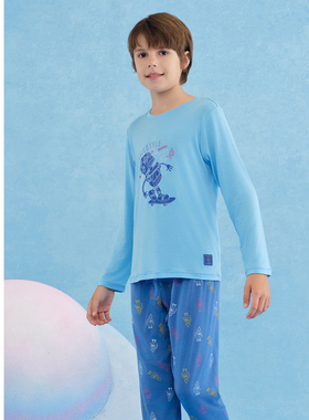 SCHIESSER舒雅童装男童中大童莫代尔机器人印花家居服套装25319H