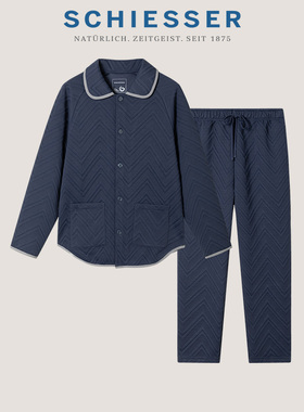 SCHIESSER舒雅男士远红外提花空气层保暖睡衣家居服套装21836H